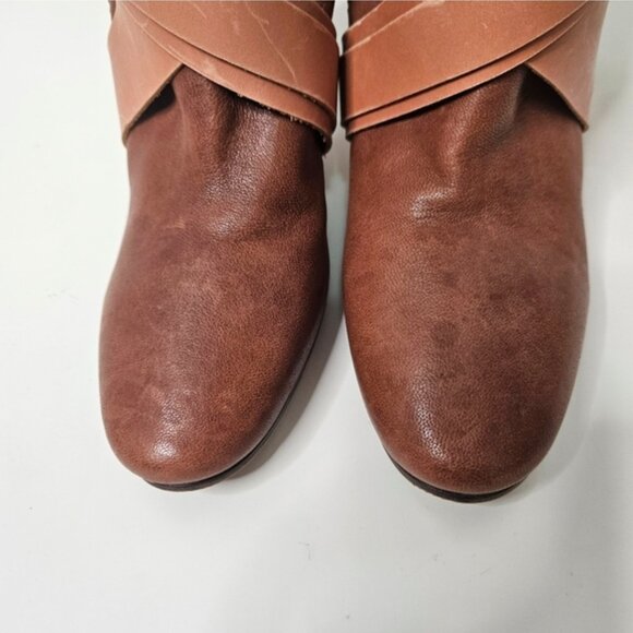 CHLOE Brown Leather Knee High Tall Boots Sz 9 / 40 EUR Wrap Around Straps Y2K - Picture 11 of 11